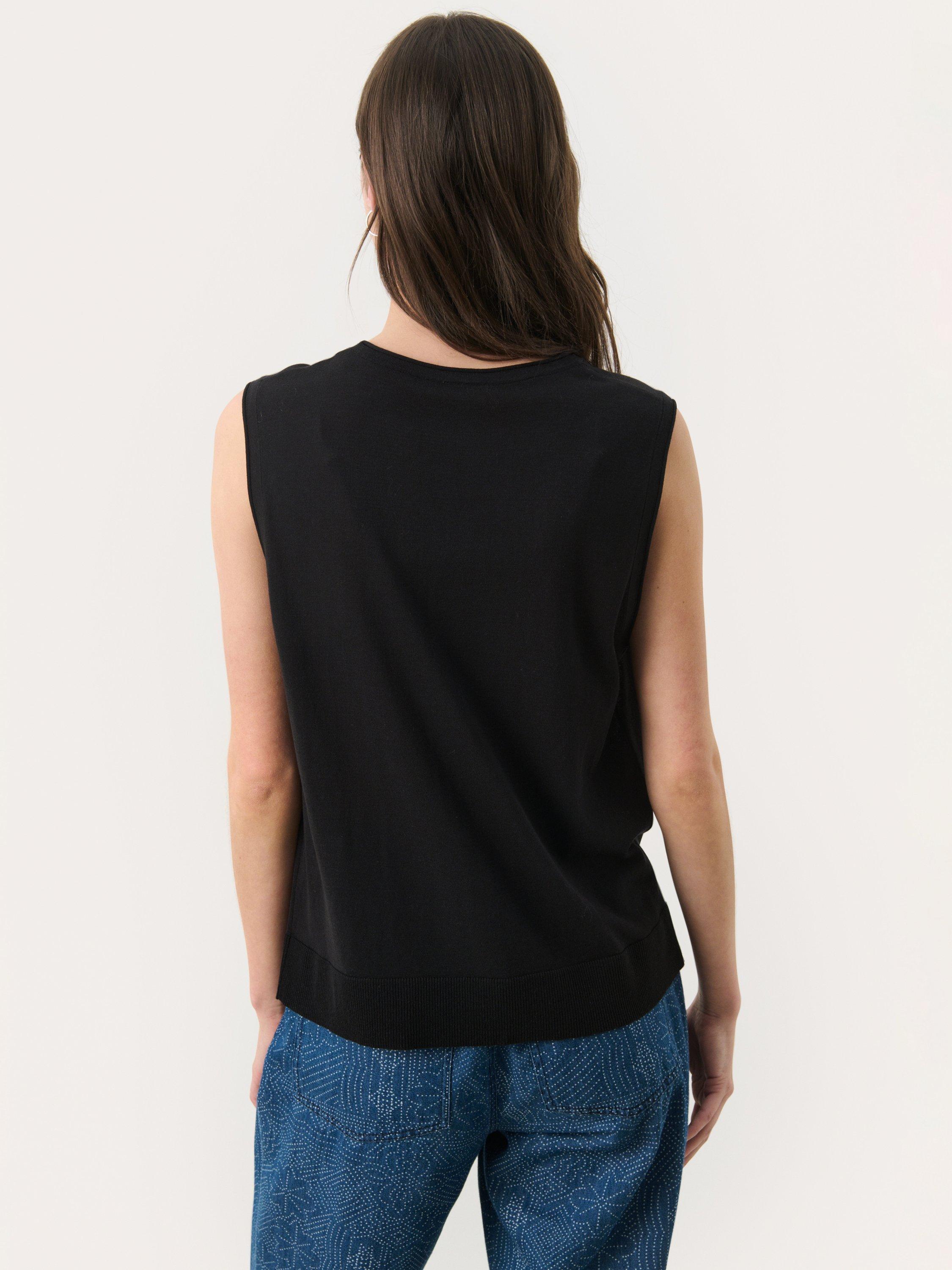 Product image 2 of 6, which shows Part Two Tinemarie Silk Blend Sleeveless Round Neck Blouse, Black, L