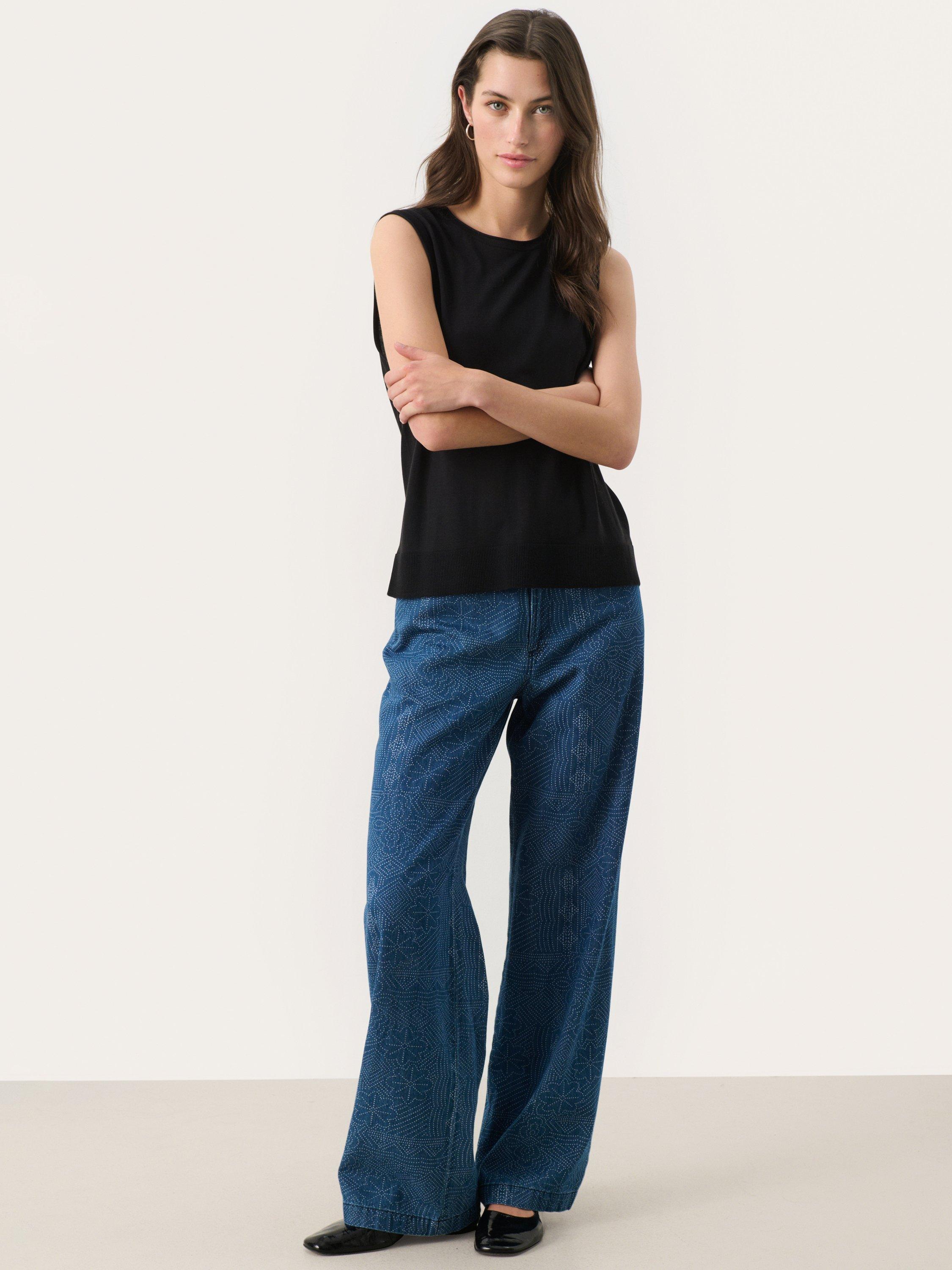 Product image 3 of 6, which shows Part Two Tinemarie Silk Blend Sleeveless Round Neck Blouse, Black, L