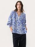 Part Two Tennie V-Neck Patterned Blouse, Amparo Blue/Multi