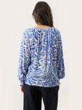 Part Two Tennie V-Neck Patterned Blouse, Amparo Blue/Multi