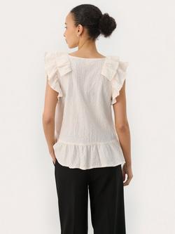 Part Two Troja Deep V-Neck Ruffle Sleeve Top - view 2, White