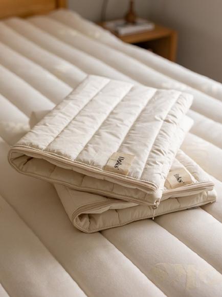 Floks Luxury Quilted Wool Pillow Protector, Pair, Natural