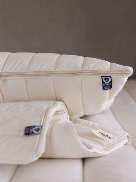 Floks Luxury Quilted Wool Pillow Protector, Pair - view 2, Natural