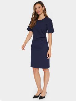 Saint Tropez Genny Round Neck Short Sleeve Dress, Mid Blue, Mid Blue