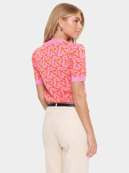 Saint Tropez Zico Short Sleeve Pullover - view 2, Pink/Multi