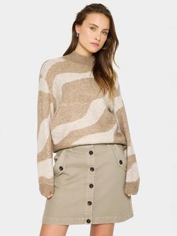 Saint Tropez Mallie Abstract High Neck Jumper, Brown/Multi, Brown/Multi
