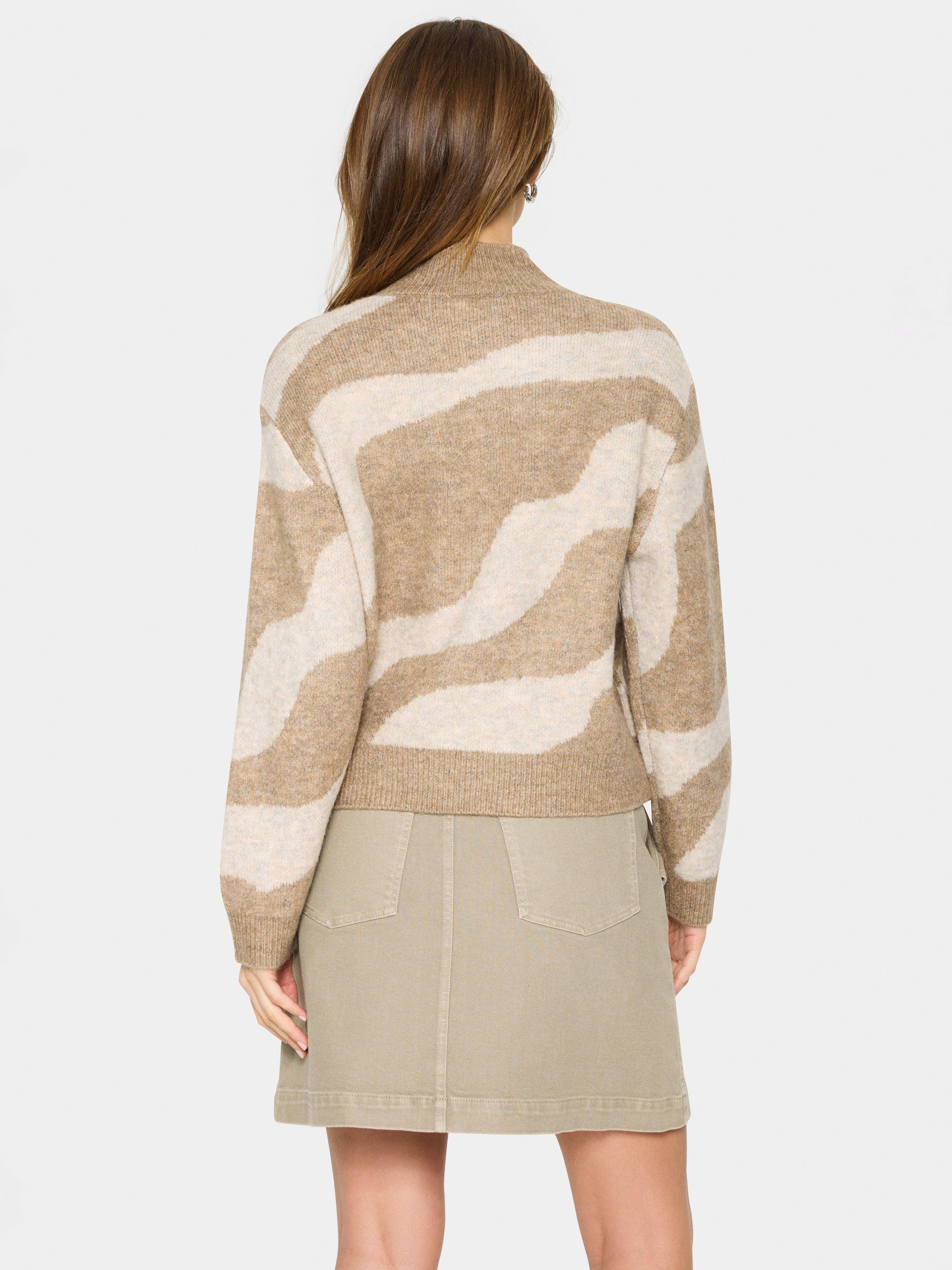 Product image 2 of 6, which shows Saint Tropez Mallie Abstract High Neck Jumper, Brown/Multi, XS