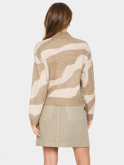 Saint Tropez Mallie Abstract High Neck Jumper, Brown/Multi - view 2, Brown/Multi