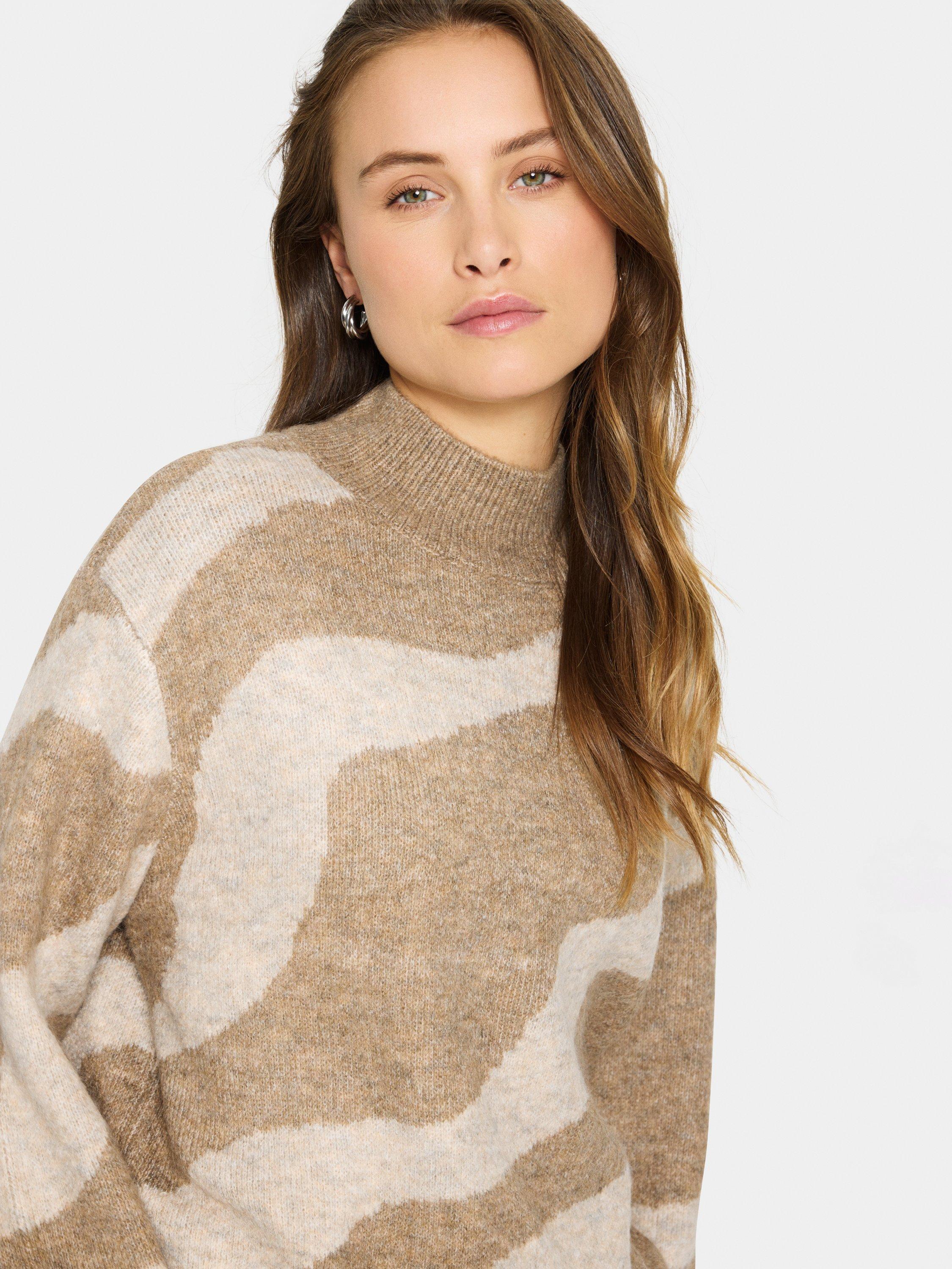 Product image 4 of 6, which shows Saint Tropez Mallie Abstract High Neck Jumper, Brown/Multi, XS