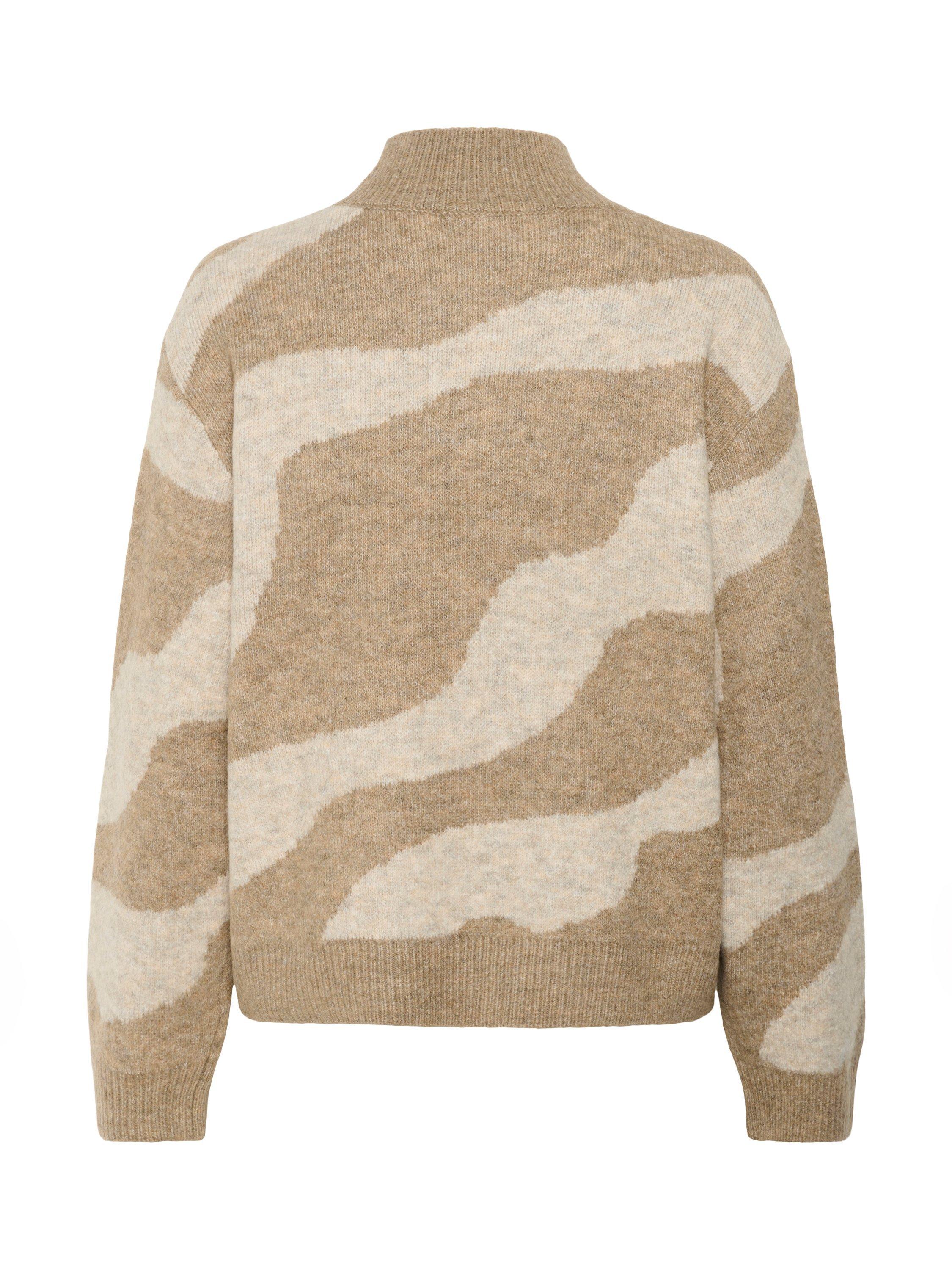 Product image 6 of 6, which shows Saint Tropez Mallie Abstract High Neck Jumper, Brown/Multi, XS