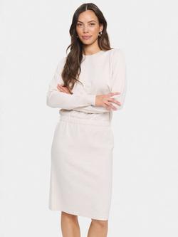 Saint Tropez Mila Long Sleeve Elastic Waist Dress, Beige