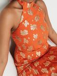 Maya Deluxe Floral Jacquard Midaxi Dress, Orange