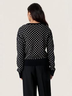 Soaked In Luxury Gya Crew Neck Long Sleeve Polka Cotton Cardigan - view 2, Black/Multi