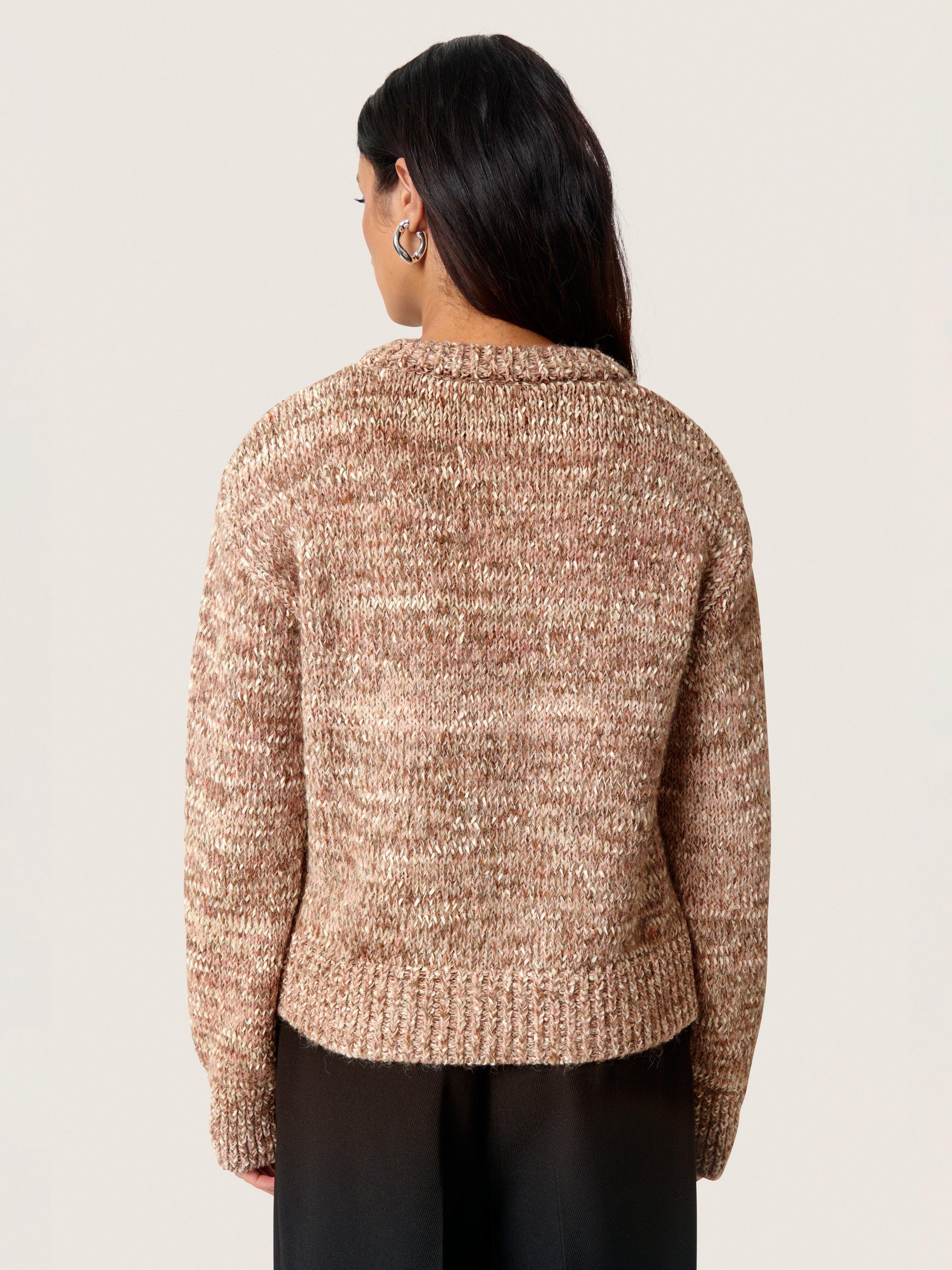 Product image 2 of 6, which shows Soaked In Luxury SLMacawi Long Sleeve Buttoned Wool Blend Cardigan, Mid Brown, XS