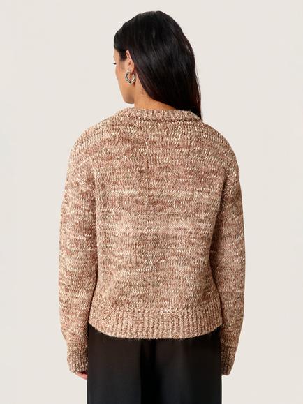 Soaked In Luxury SLMacawi Long Sleeve Buttoned Wool Blend Cardigan - view 2, Mid Brown