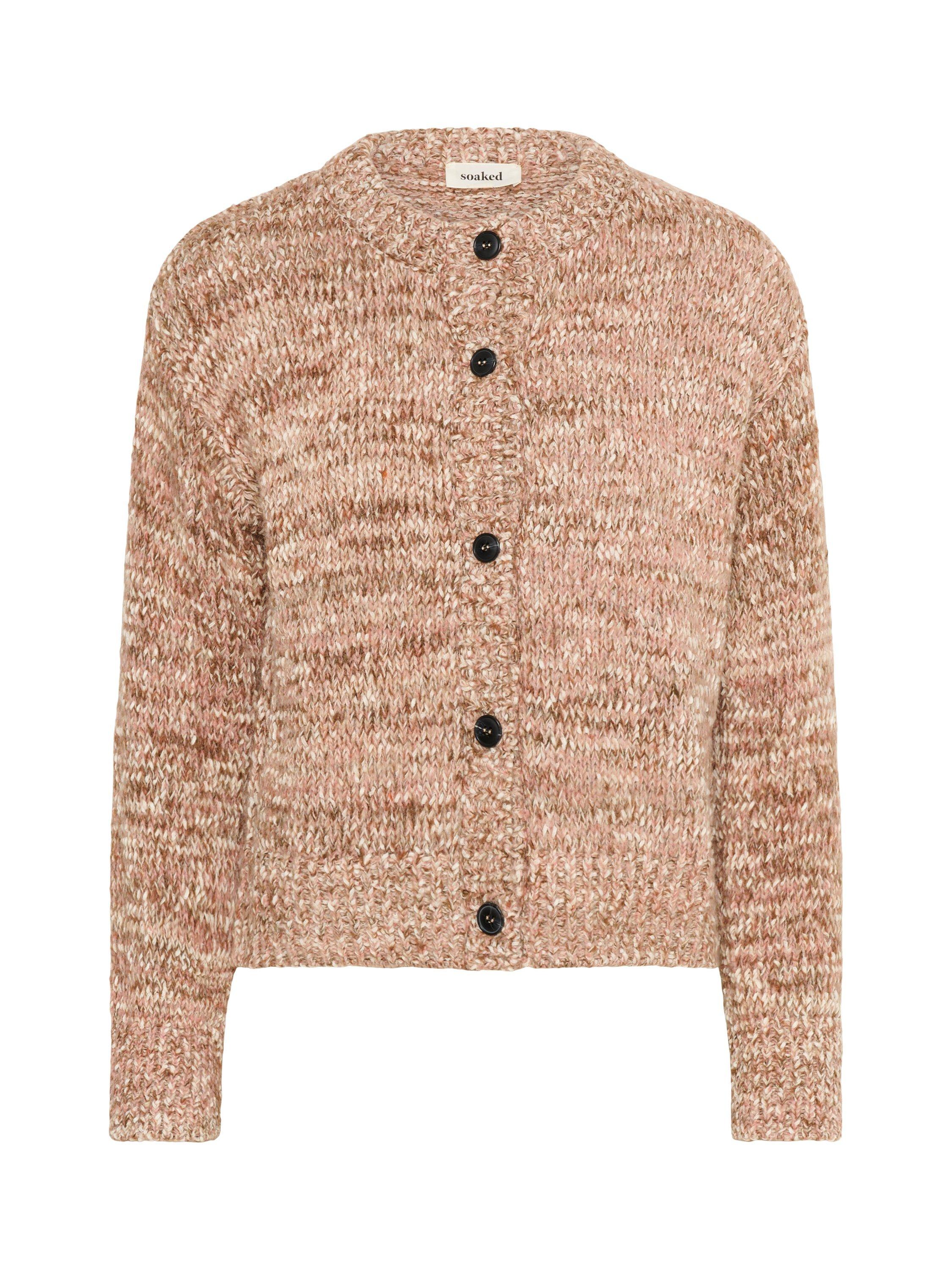 Product image 5 of 6, which shows Soaked In Luxury SLMacawi Long Sleeve Buttoned Wool Blend Cardigan, Mid Brown, XS