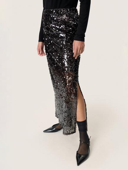 Soaked In Luxury SLCochella Sequin Maxi Skirt, Mid Brown