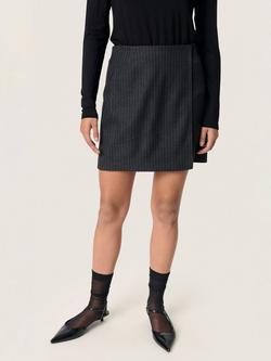Soaked In Luxury SLMalodi Pinstripe Mixed Blend Mini Skirt, Mid Grey
