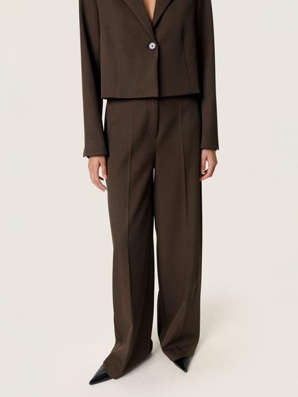 Soaked In Luxury Lilu Corinne Wide Leg Trousers, Mid Brown