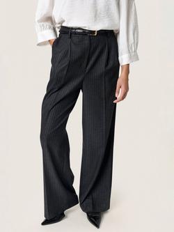 Soaked In Luxury Malodi High Waisted Pinstripe Trousers, Mid Grey