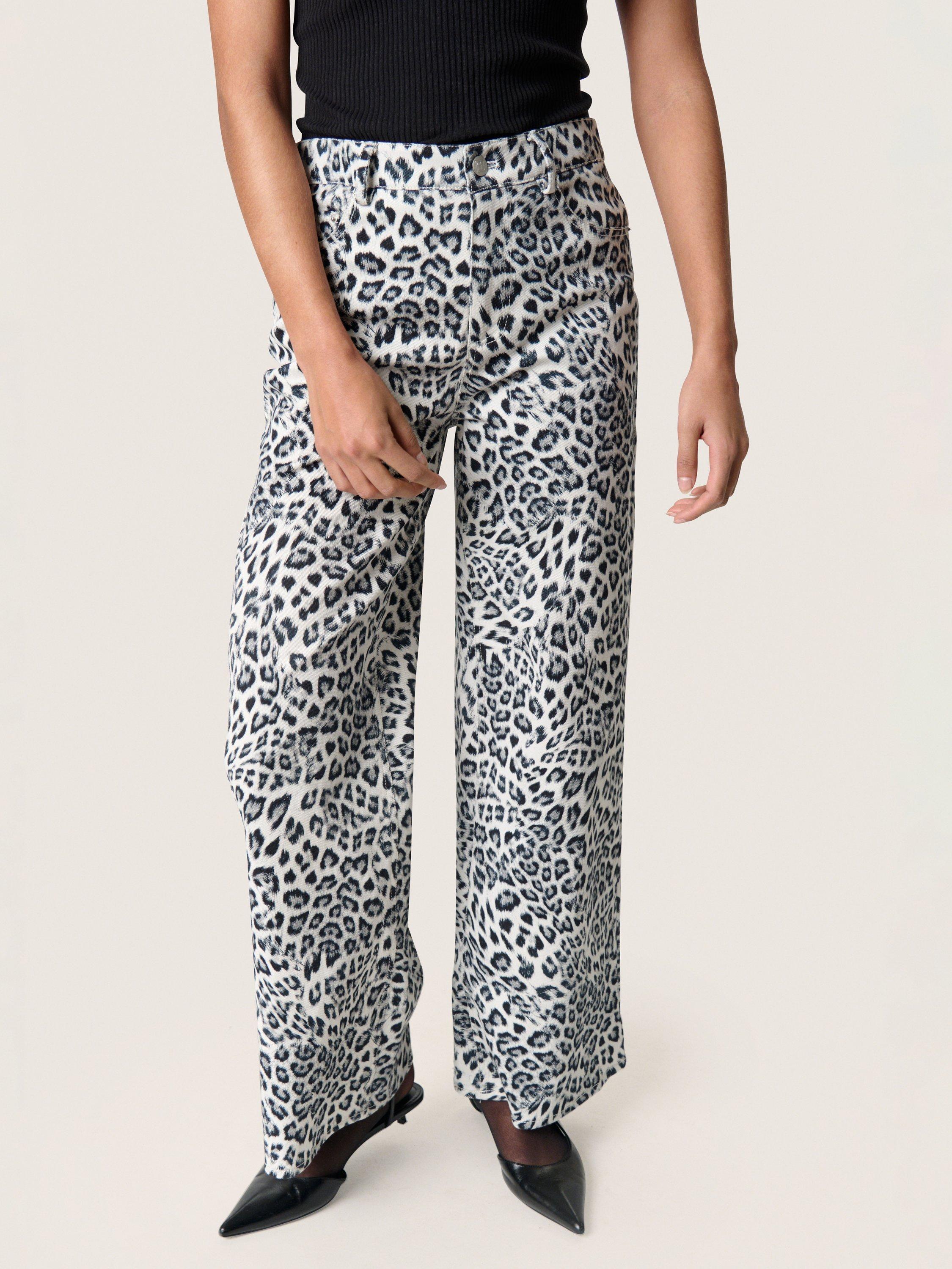 Product image 1 of 6, which shows Soaked In Luxury Sandja Leopard Print Trousers, Grey/Multi, S