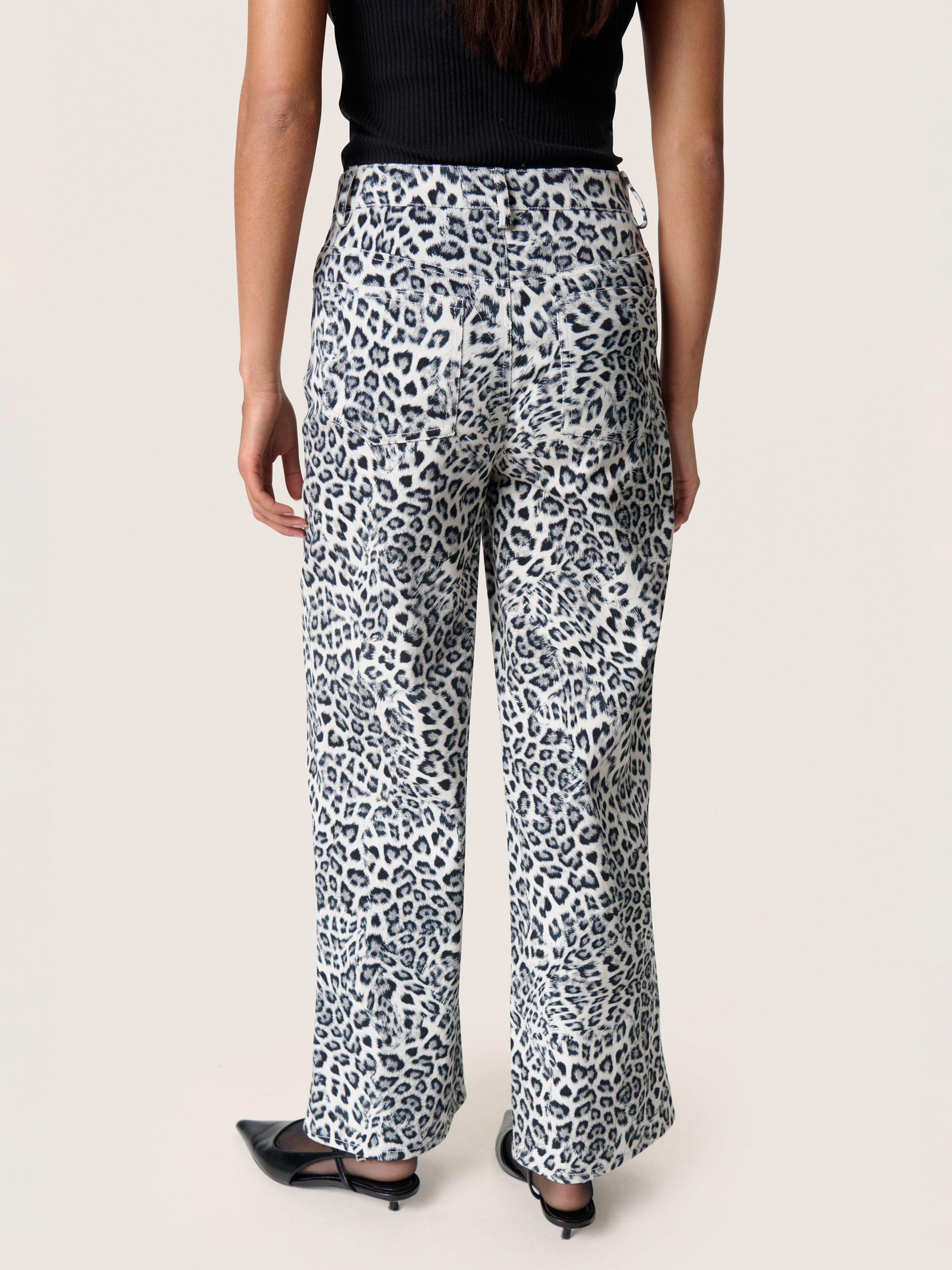 Product image 2 of 6, which shows Soaked In Luxury Sandja Leopard Print Trousers, Grey/Multi, S