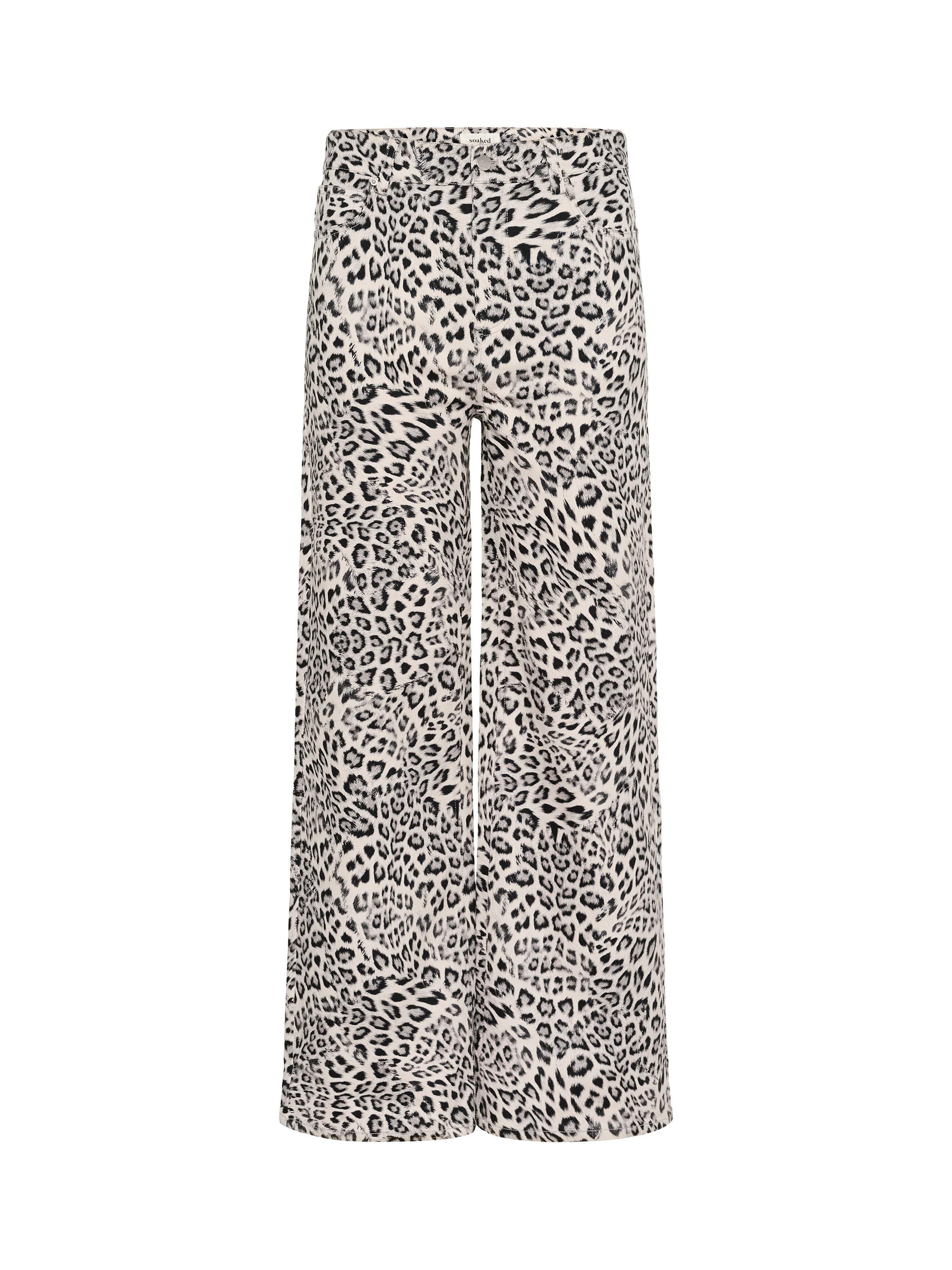 Product image 5 of 6, which shows Soaked In Luxury Sandja Leopard Print Trousers, Grey/Multi, S