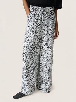 Soaked In Luxury Shirley Wide Leg Leopard Printed Trousers, Grey/Multi