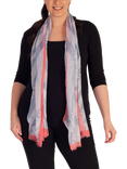 chesca Zebra Print Coral Trim Scarf, Grey/Multi