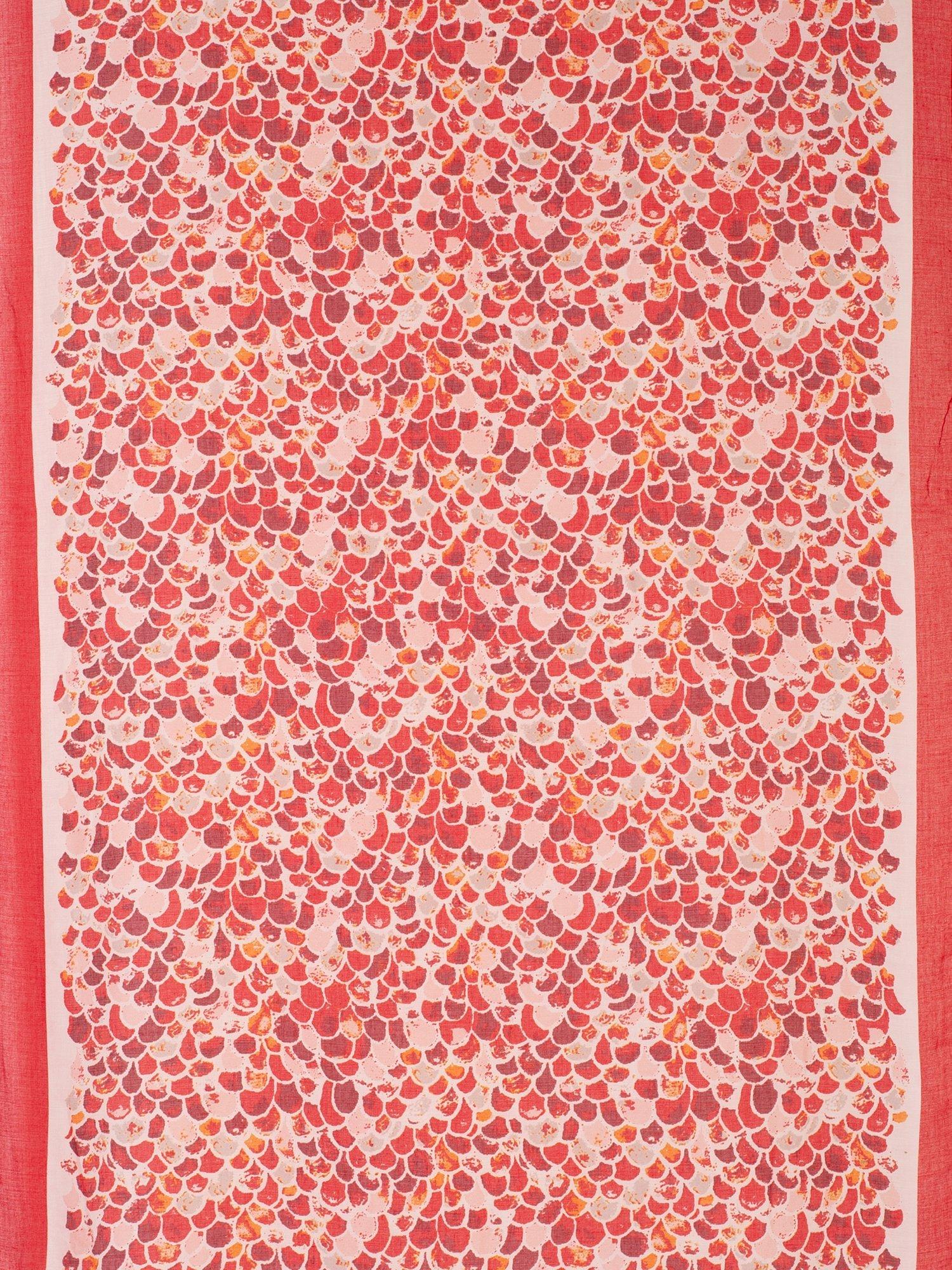 Product image 4 of 5, which shows chesca Scale Print Colourblock Border Scarf, Red, One Size