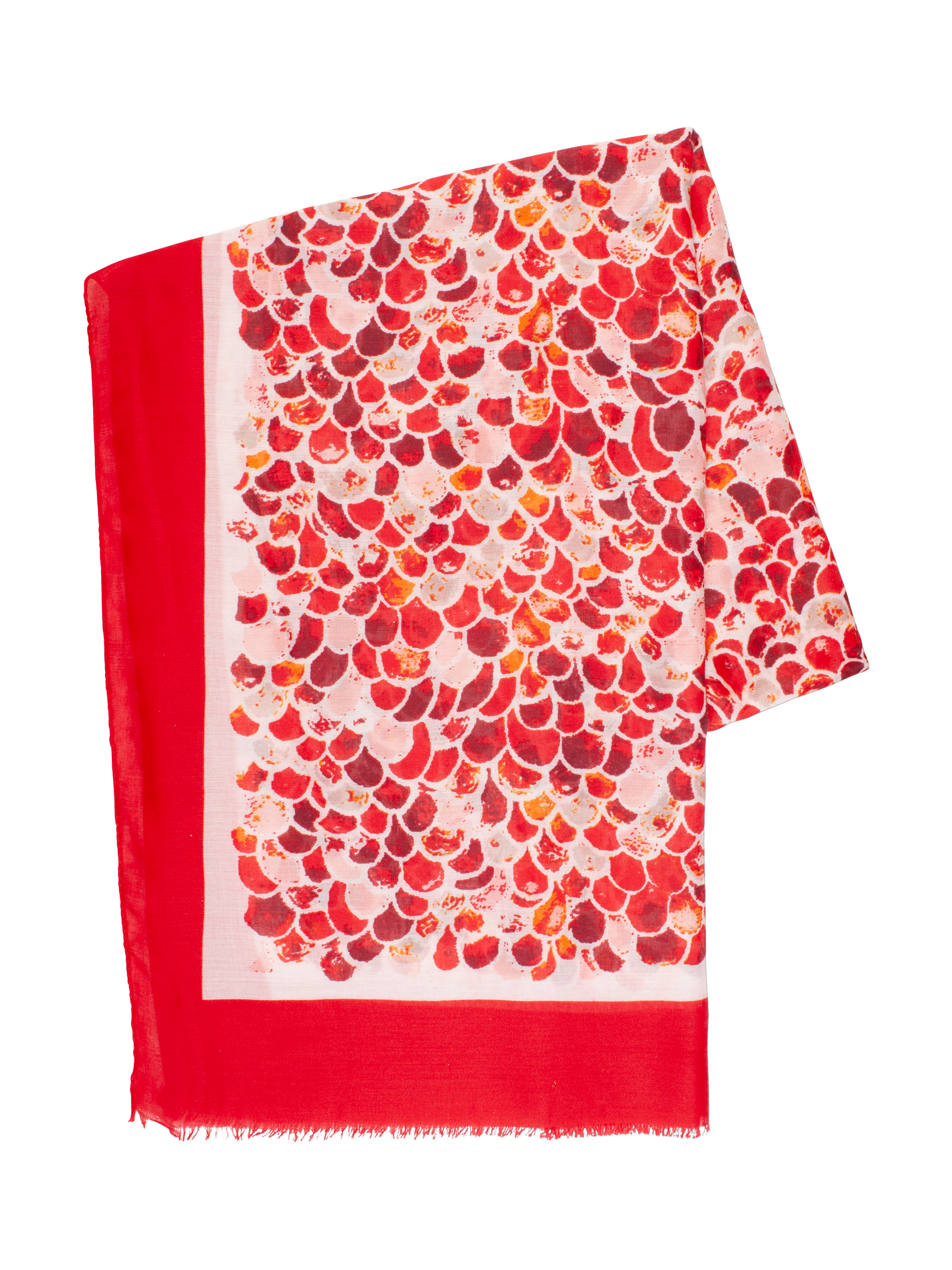 Product image 5 of 5, which shows chesca Scale Print Colourblock Border Scarf, Red, One Size