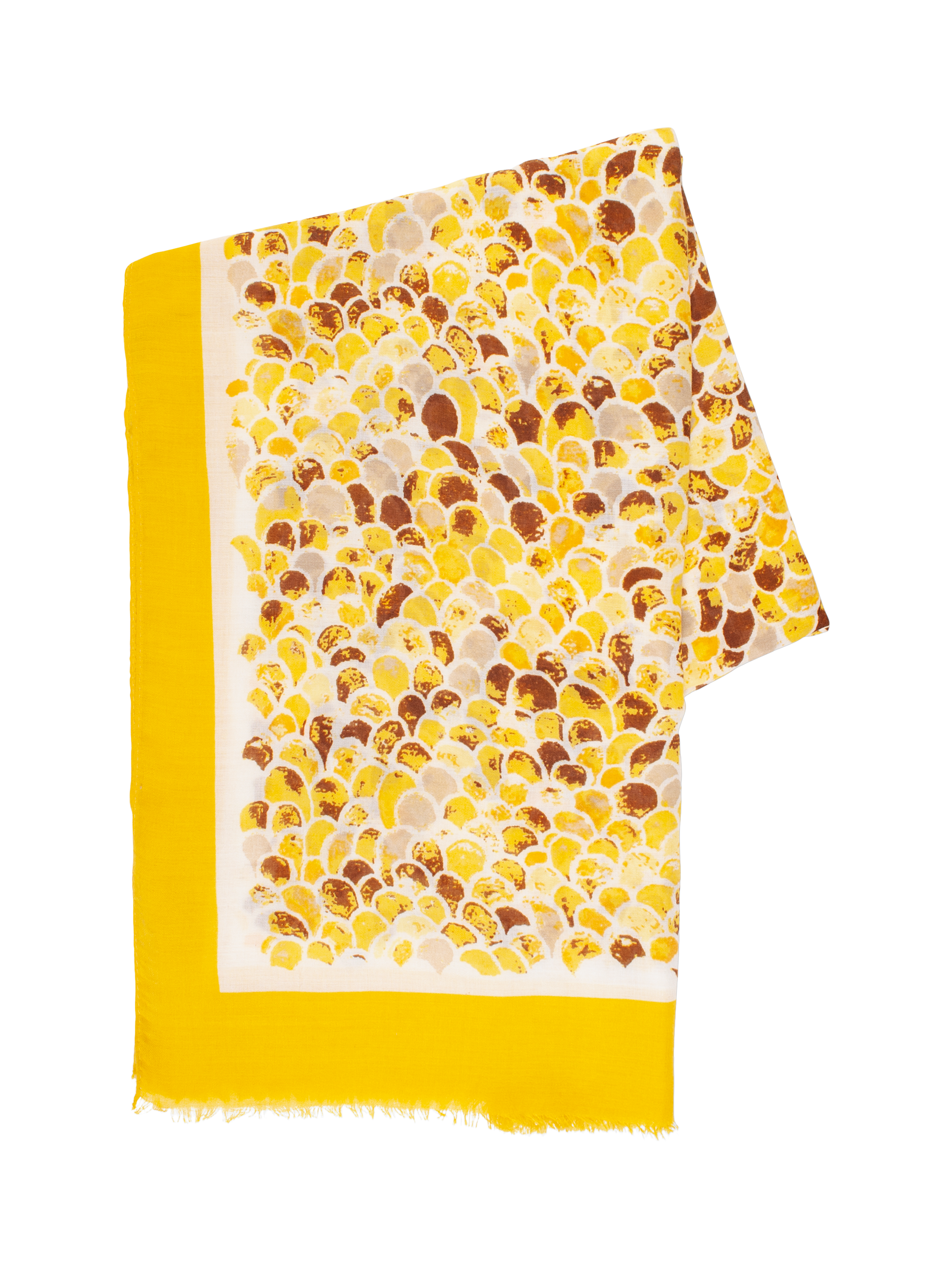 Product image 5 of 5, which shows chesca Scale Print Colourblock Border Scarf, Yellow, One Size