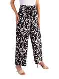 chesca Ikat Print Pull On Wide Leg Trousers, Black/Multi