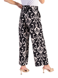 chesca Ikat Print Pull On Wide Leg Trousers, Black/Multi