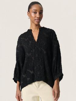 Soaked In Luxury SLRaye Textured V-Neck Amily Blouse, Black