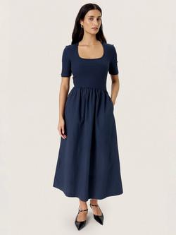 Soaked In Luxury Simone Phoebe Short Sleeve Midi Dress, Navy