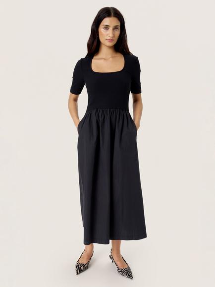 Soaked In Luxury Simone Phoebe Short Sleeve Midi Dress, Black