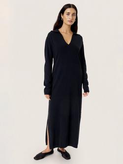 Soaked In Luxury SLSpina Polo Long Sleeve Maxi Dress, Black