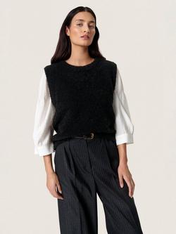 Soaked In Luxury SLAmaris Knitted Round Neck Wool Blend Vest, Black