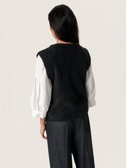 Soaked In Luxury SLAmaris Knitted Round Neck Wool Blend Vest - view 2, Black