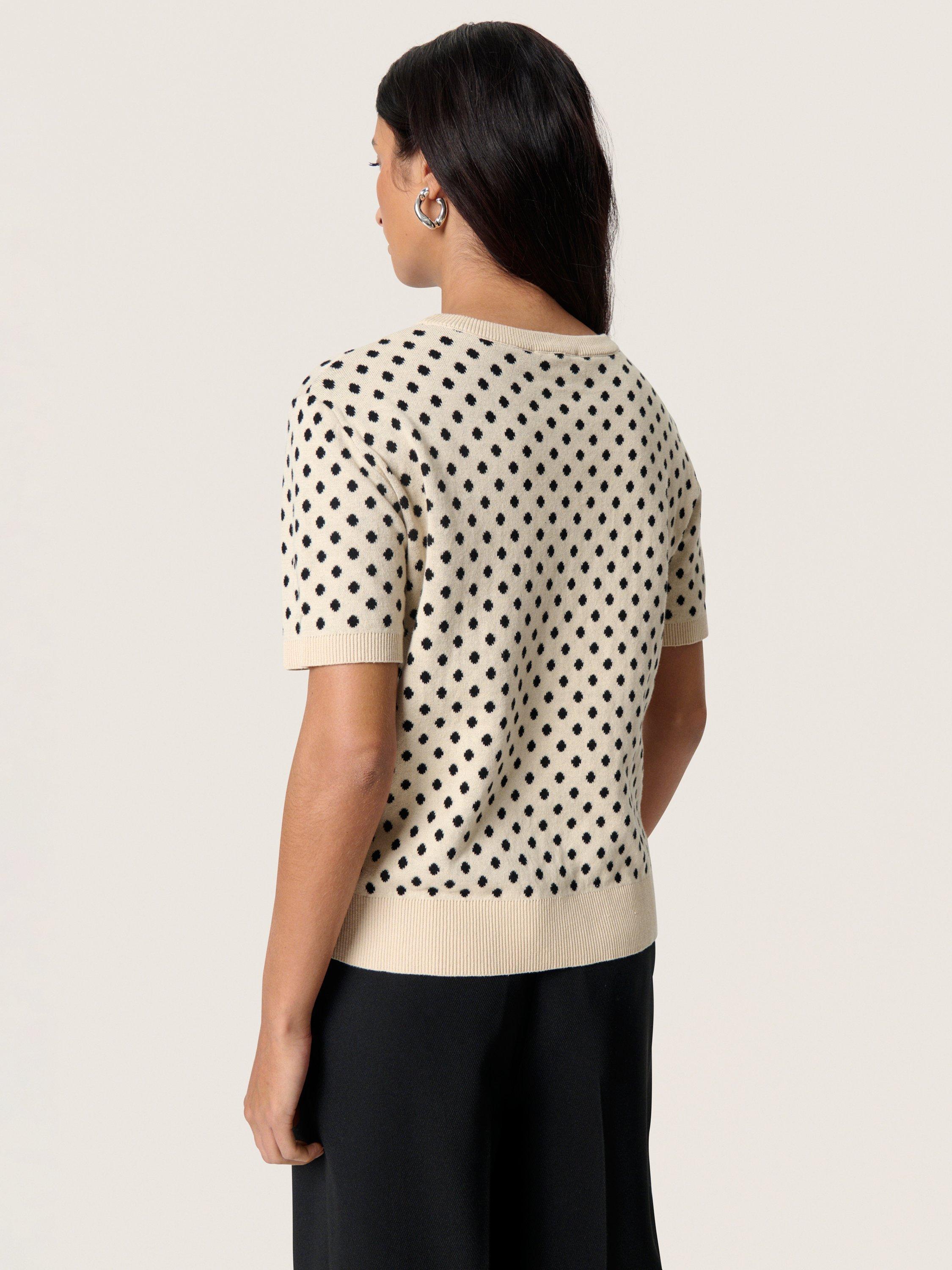 Product image 2 of 6, which shows Soaked In Luxury SLGya Polka Dot Crew Neck Cotton Pullover, Beige/Multi, XS
