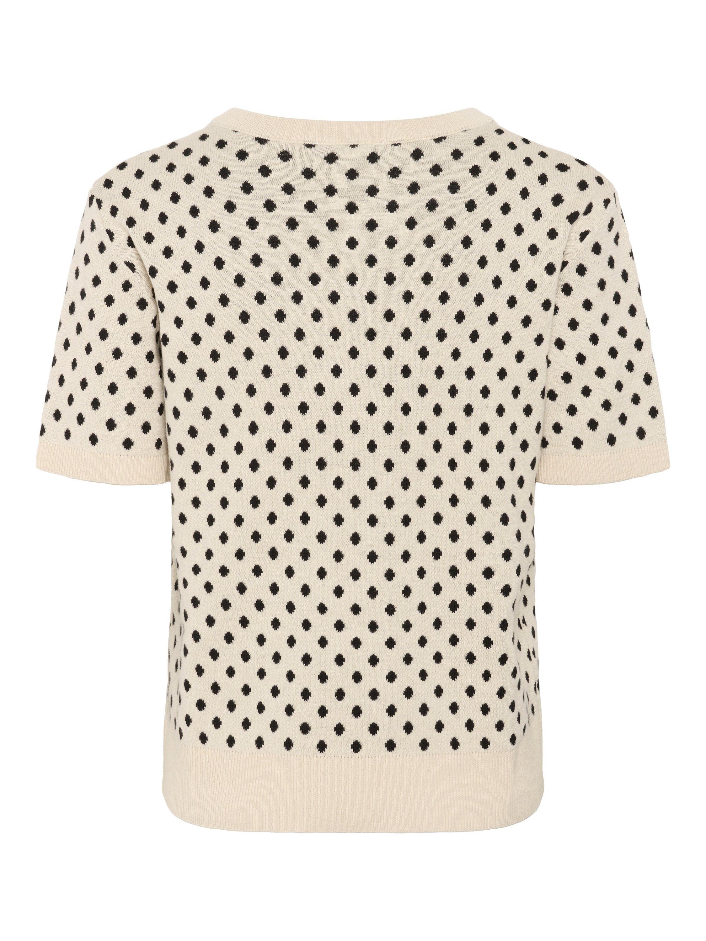 Product image 6 of 6, which shows Soaked In Luxury SLGya Polka Dot Crew Neck Cotton Pullover, Beige/Multi, XS