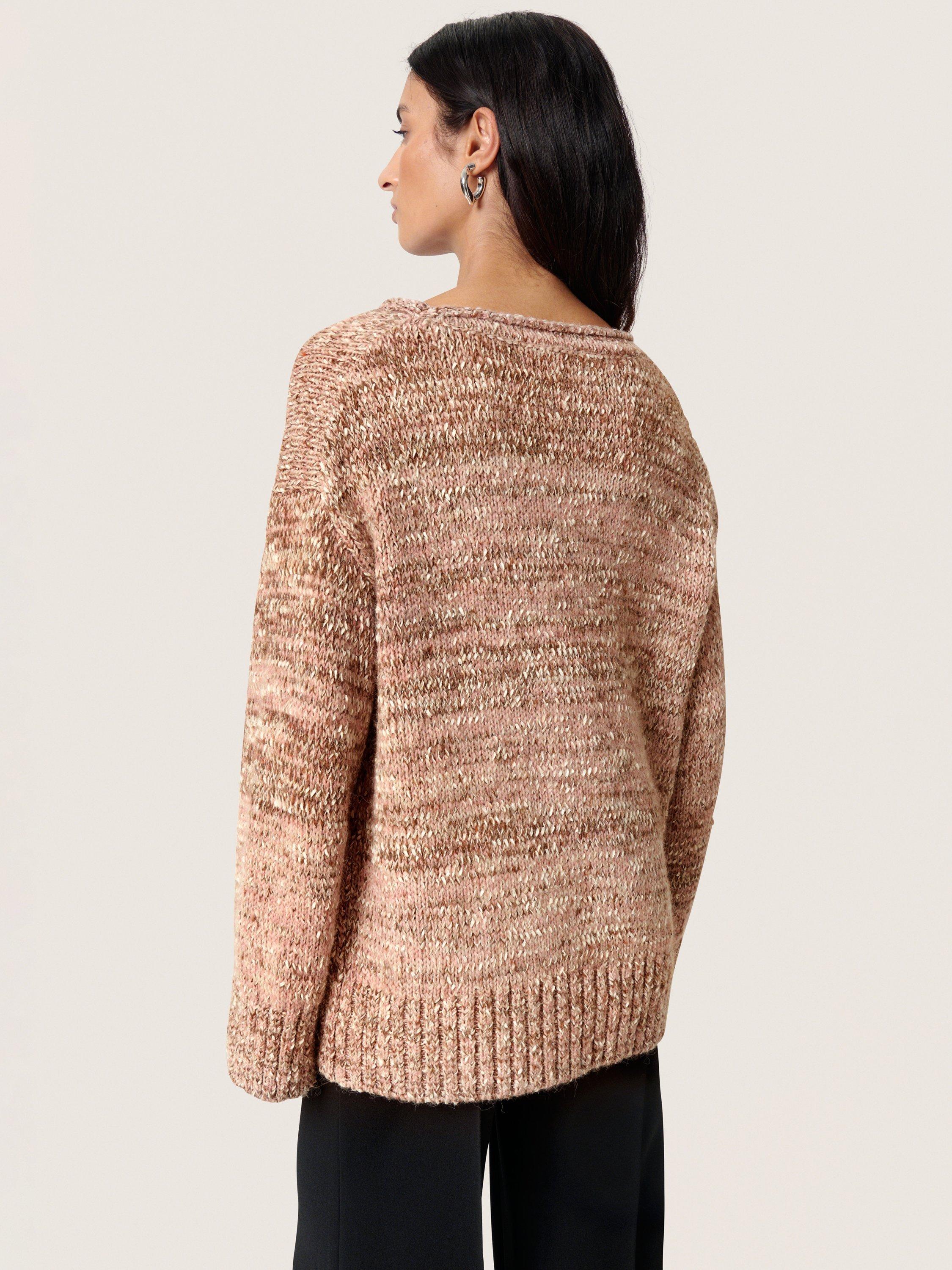 Product image 2 of 6, which shows Soaked In Luxury SLMacawi Long Sleeve Relaxed Wool Blend Pullover, Mid Brown, XS