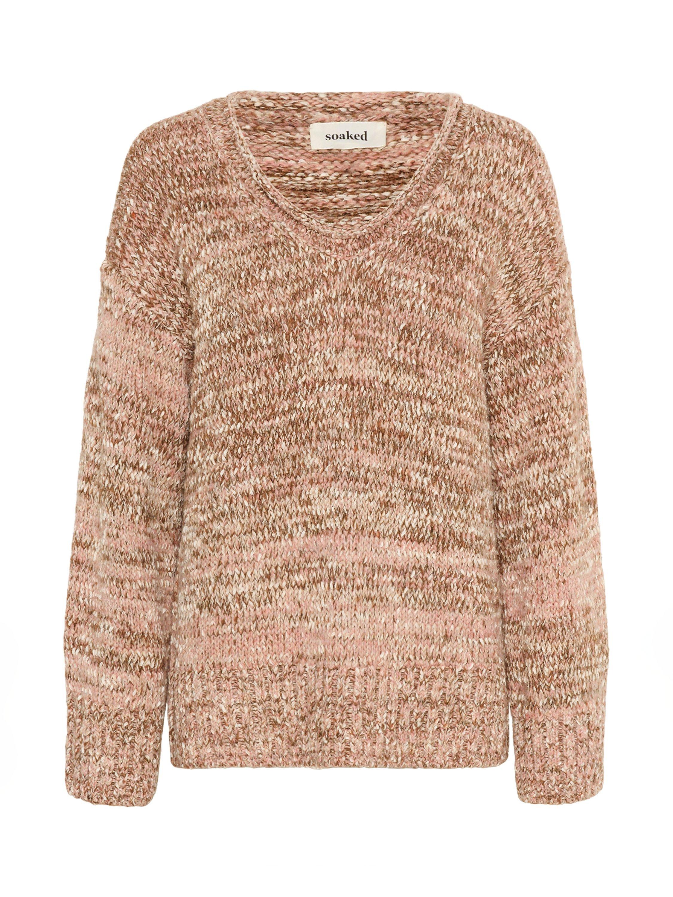 Product image 5 of 6, which shows Soaked In Luxury SLMacawi Long Sleeve Relaxed Wool Blend Pullover, Mid Brown, XS