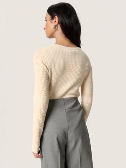 Soaked In Luxury Spina Long Sleeve Cable Pullover - view 2, Natural Cream