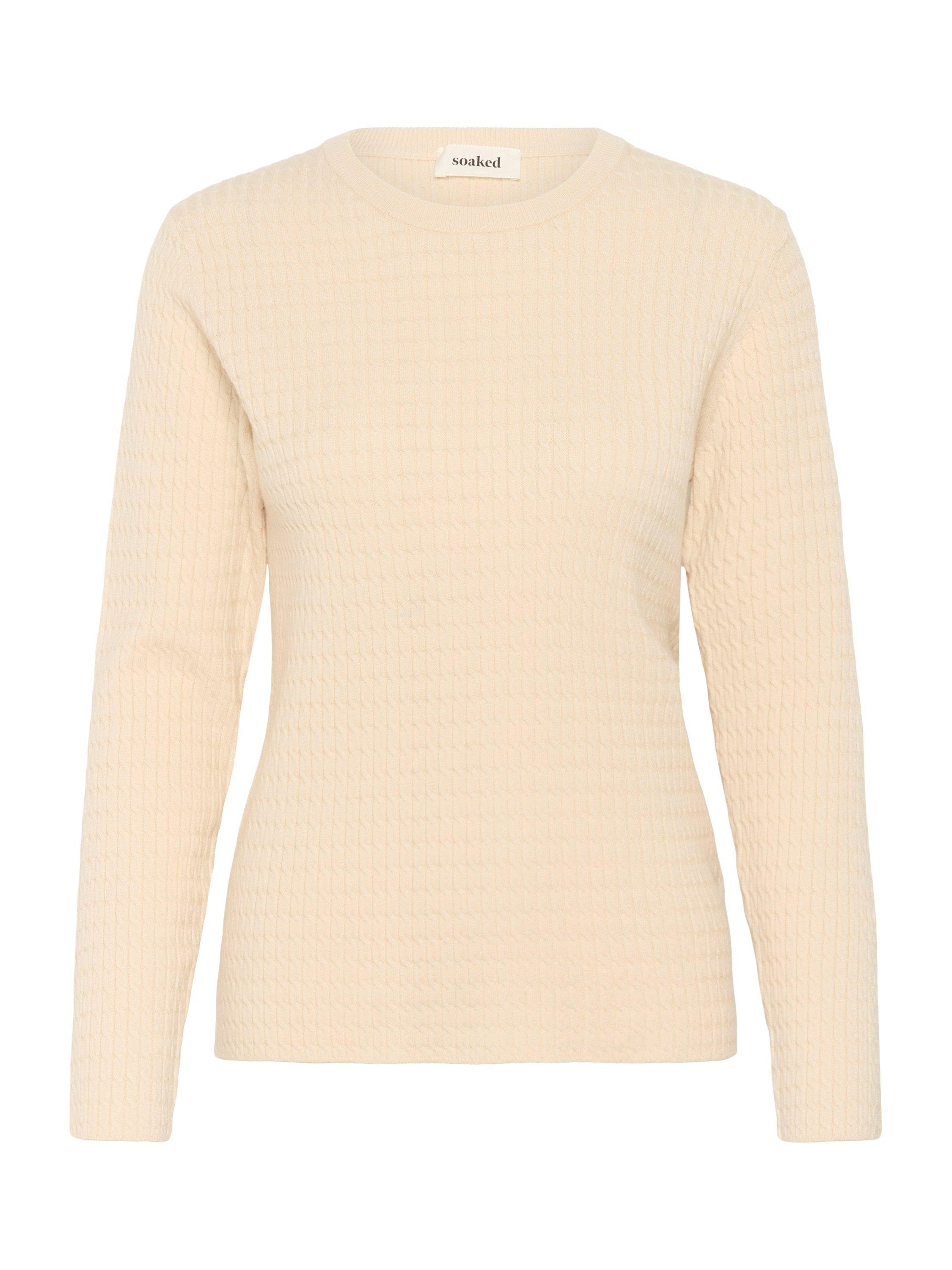 Product image 5 of 6, which shows Soaked In Luxury Spina Long Sleeve Cable Pullover, Natural Cream, XS