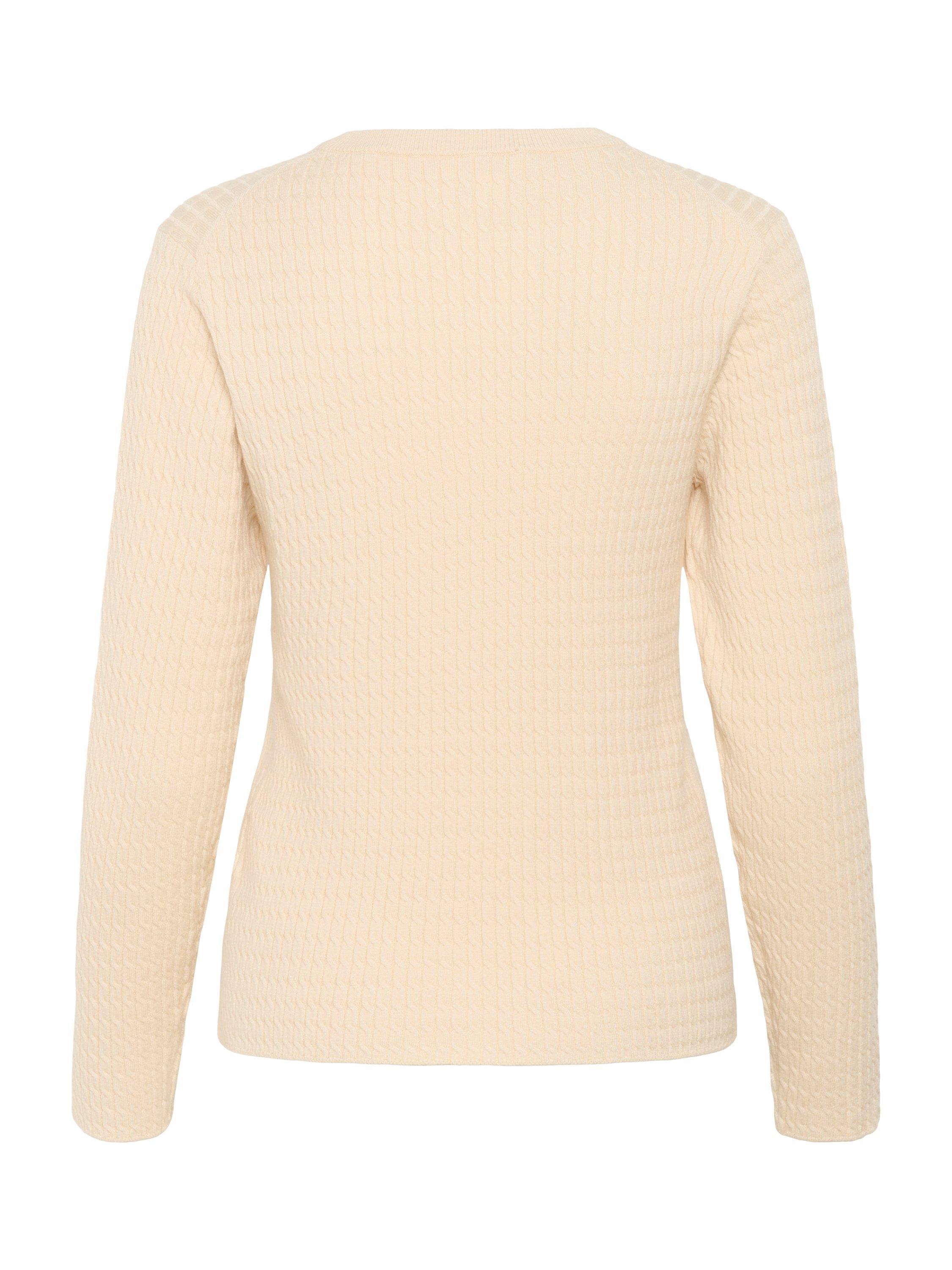 Product image 6 of 6, which shows Soaked In Luxury Spina Long Sleeve Cable Pullover, Natural Cream, XS