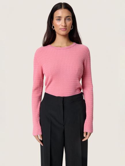 Soaked In Luxury Spina Cable Knit Jumper, Mid Pink, Mid Pink