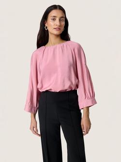Soaked In Luxury SLLeodora 3/4 Sleeve Round Neck Blouse, Mid Pink