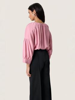 Soaked In Luxury SLLeodora 3/4 Sleeve Round Neck Blouse - view 2, Mid Pink